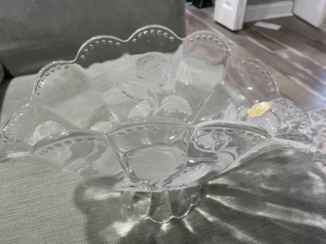 x Large Imperlux Bohemian Checkoslavakia Clear Lead Crystal Rose Bowl Vase