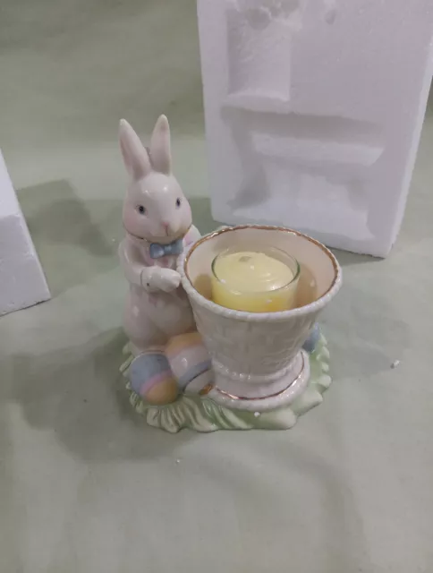 LENOX OCCASIONS EASTER BUNNY VOTIVE NEW in BOX Rabbit Eggs Basket
