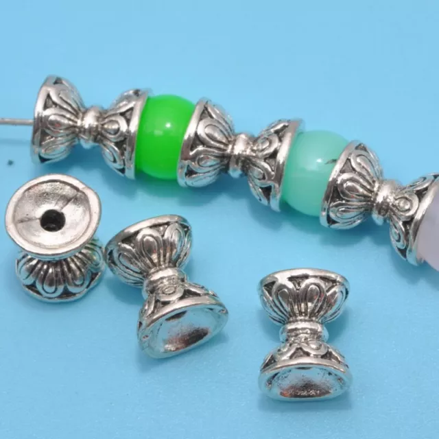 Lote de 20 tapas de cuentas de plata tibetana cuentas espaciadoras sueltas hágalo usted mismo fabricación de joyas 10 mm
