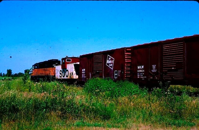 Original Kodachrome Slide Milwaukee Road Sd40-2 #198 Hamilton, Wi 8/16/86