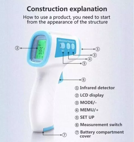 Infrared Forehead Thermometer Room Laser Non-Contact Digital IR Temperature Gun