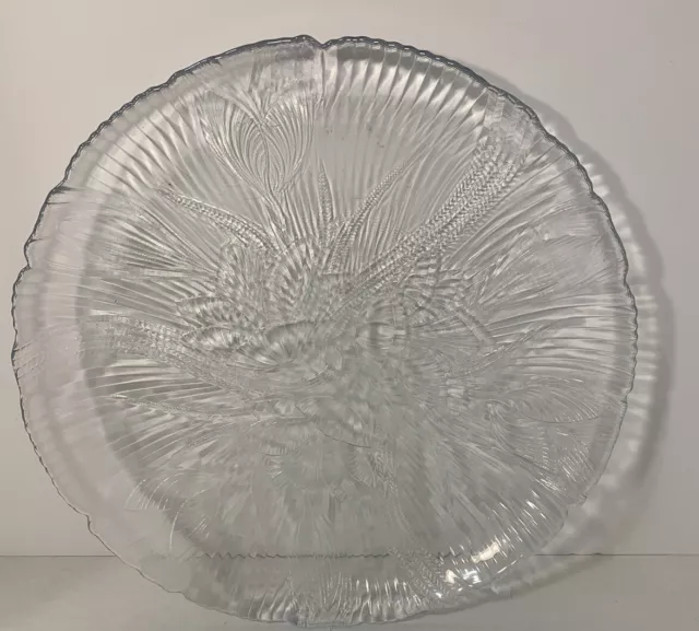 Vintage Pressed Glass Lotus Flower Plate; 10.5” round