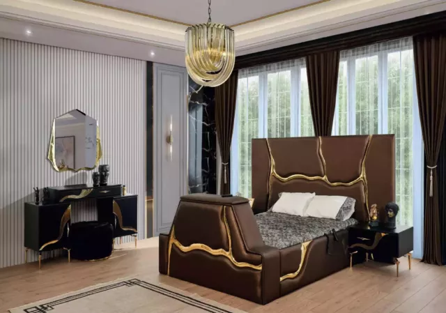 Juego de dormitorio de lujo mesita de noche dorado mesitas de noche 5 piezas
