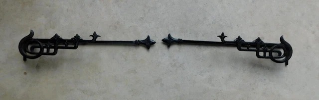 Antique Swing Arm black iron Curtain Rods Art Nouveau Deco GOTHIC Victorian 7