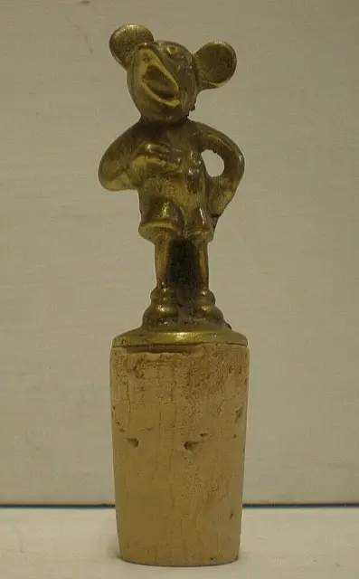 Very Rare Antique Brass Micky Mouse Bottle Stopper (B12)