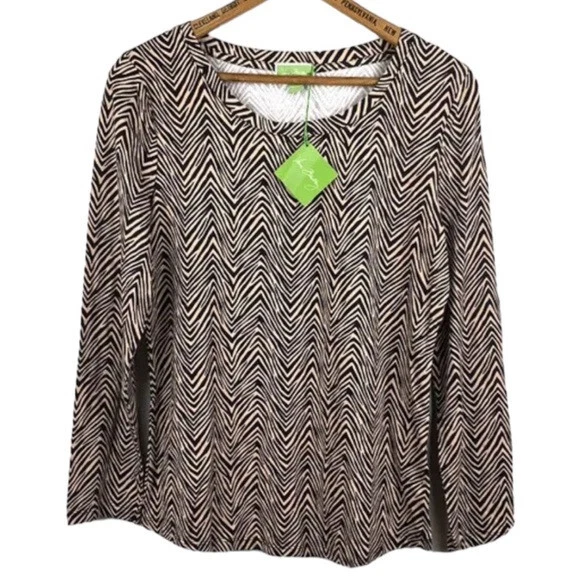 Vera Bradley Zebra Cozy Knit Pajama Top Shirt Large NWT
