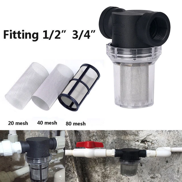20-80 MESH GARDEN Water Pump Strainer Filter Irrigation Inline 1/2-3/4 ...