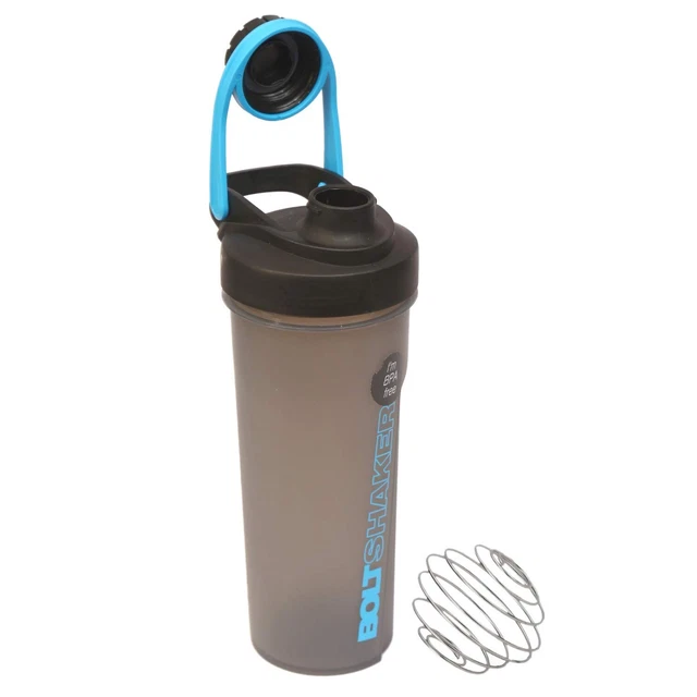 Botella de perno agitadora de proteínas con bola de mezcla de alambre 700 ml AZUL libre de BPA tapa abatible