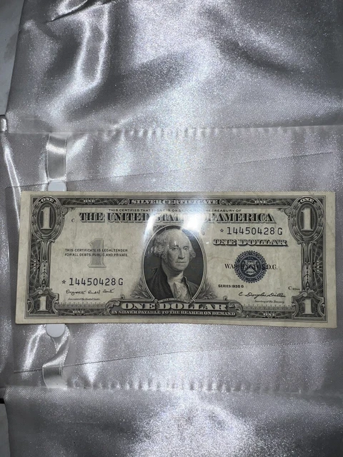 1 Dollar Silver Certificate Star Note 1935 G No Motto Smith Dillon