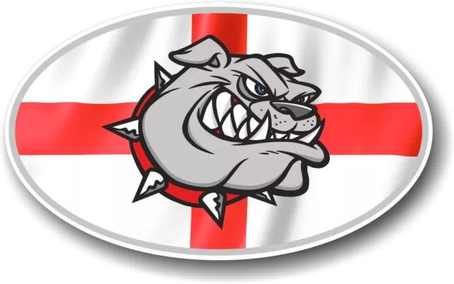 Adesivo auto vinile ovale bandiera San Giorgio Croce Inghilterra & Bulldog 100 x 60 mm
