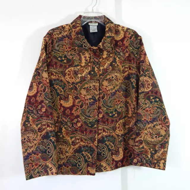 vintage BROCADE JACKET BLAZER paisley floral country prairie tapestry 16 18 XL