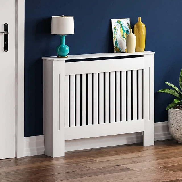 Vida Designs Chelsea Cache-radiateur moderne à lattes, MDF blanc, moyen Moyen