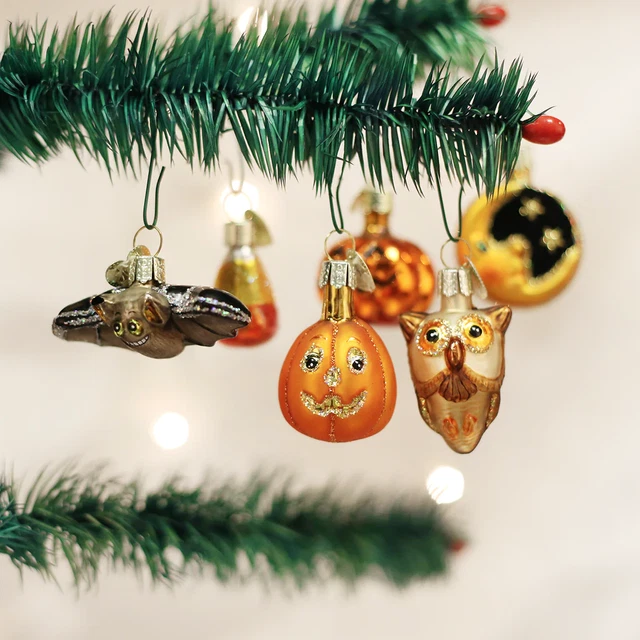OLD WORLD CHRISTMAS Mini Halloween Assortment 6 Piece Glass Ornament