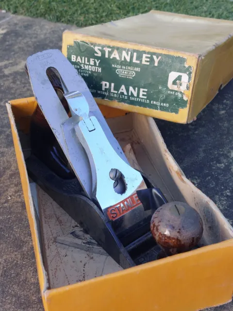 Vintage Stanley Bailey No 4 Smooth Plane ~Original Box & Instructions~Sheffield~