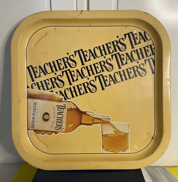 Teachers Scotch Whisky Tray Tin Vintage Pub Shed Man Cave Garden BBQ Summer