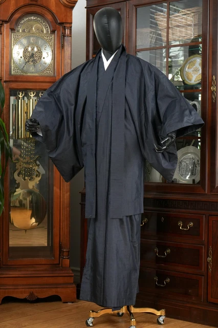 Dear Vanilla Japanese Silk Kimono/Haori Ensemble Set Men's Original Vintage Mint
