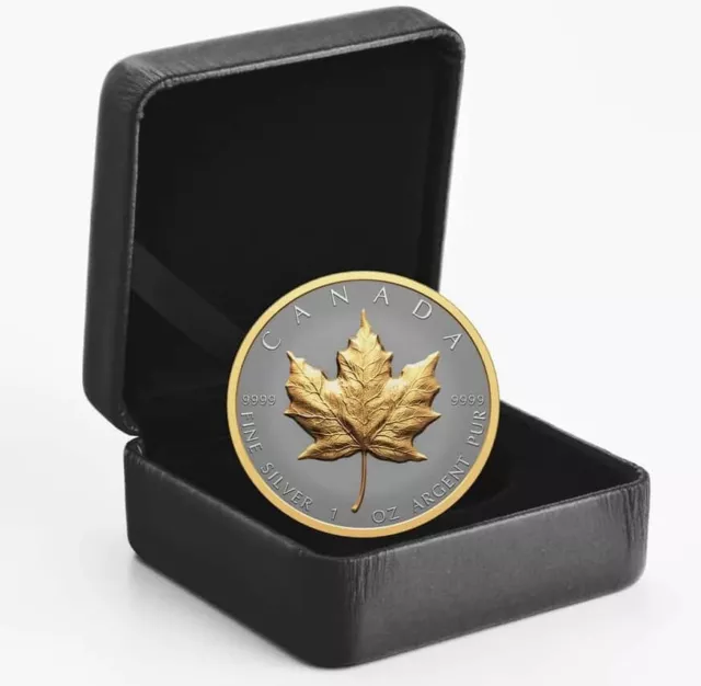 Moneda de Plata Fina de 1 oz $20 Canadá 2023 - Hoja de Arce de Plata en Alivio Ultra Alto .9999 2