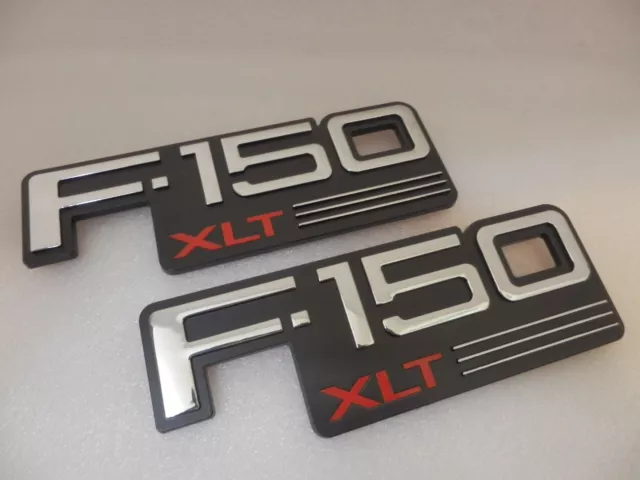 1992 1993 1994 1995 1996 Ford F150 XLT—Front Fender Nameplate Emblems, 2pc