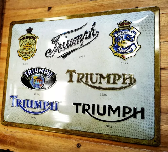 Blechschild TRIUMPH Bike Motorrad Schild ca. 40 X 30 cm geprägt gewölbt NEU 3