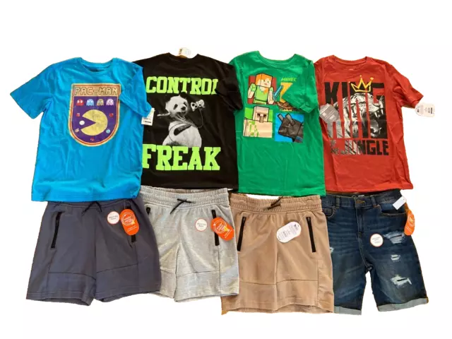 New LOT of BOY size 10-12 summer clothes LOUNGUE SHORTS & graphic  t-shirts