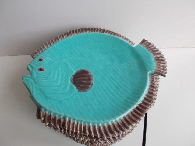 6 x 1920's BAVENT Made in France Majolica Plates Sole Fish very unique RARE 6