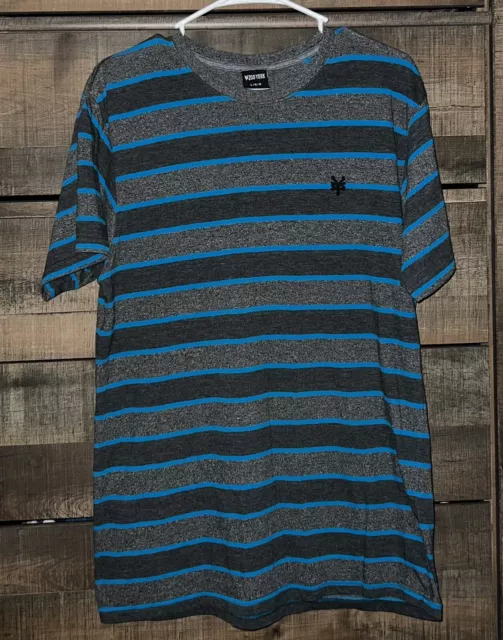 Men’s Zoo York Gray Blue Stripe Skater Shirt - Large