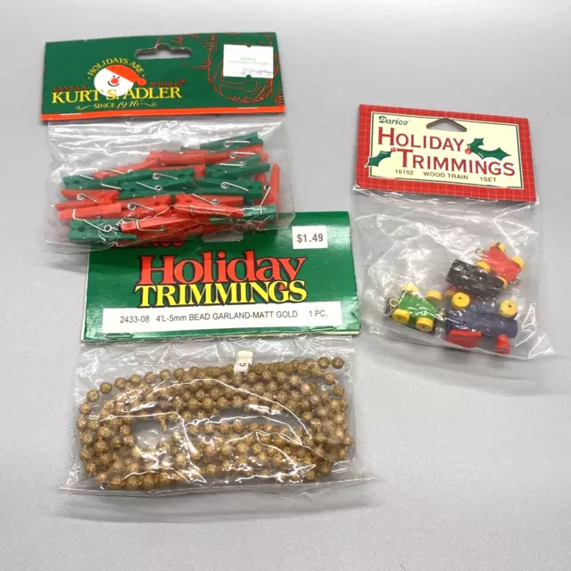 Mixed Lot Holiday Trimmings Mini Christmas Decorations Assorted Packages NOS