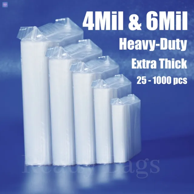 Clear Zip Lock Plastic Bags 4 Mil HEAVY-DUTY Poly Reclosable 6 Mil Zipper Bags