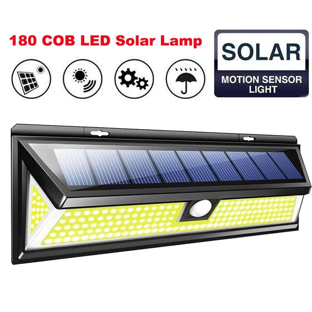 LED Solarlampen für Außen 180 COB Solarleuchte Garten mit Bewegungsmelder 3 Modi