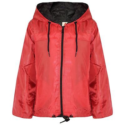 Kids Girls Boys Red Hooded Raincoats Cagoule Lightweight Jacket Rain Mac 5-13 Yr