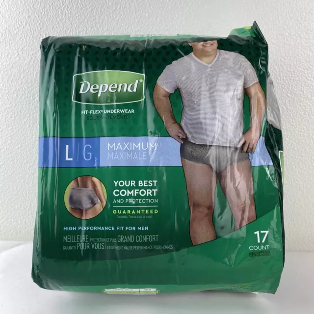 FIT-FLEX DEPEND Incontinence Underwear for Men Large 17 CT $19.95 ...
