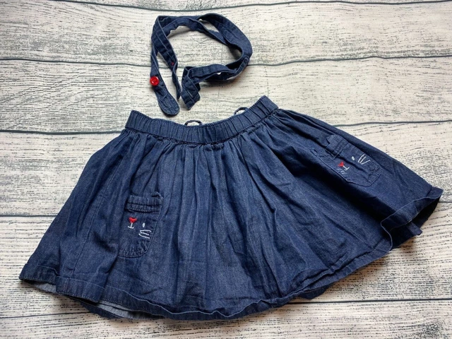 Gonna Bambina 9-12 Mesi Tutu Abito Pinafore Estate Blu Denim Matalan S/N226