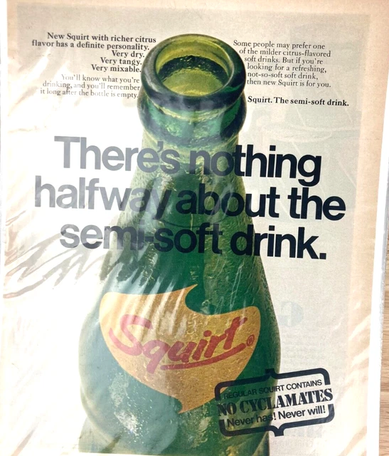 Vintage Squirt Semi-Soft Drink  1969 Magazine Print Ad L2