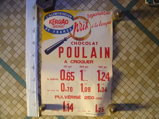 Ancienne Affiche KERGAO Service CHOCOLAT POULAIN Alimentation de France