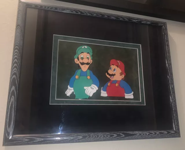 Rare Super Mario Brothers & Luigi Original Hand-painted Cel Framed Nintendo
