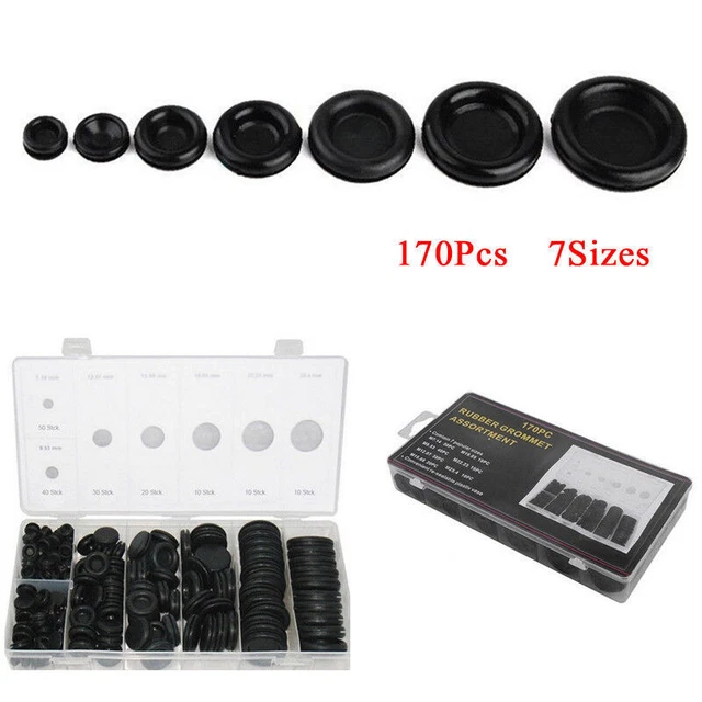 170Pcs Rubber Grommet Firewall Hole Plug Set Electrical Wire Gasket Kit US