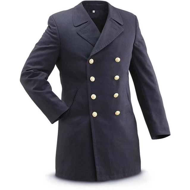 UK34 (XS) Uomo Vintage Militare Tedesco Giacca Gabardine Cappotto Doppio Petto