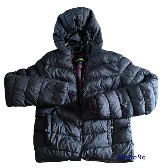 Madden NYC Black Puffer Coat Jacket Hood Girls Juniors Size Large READ