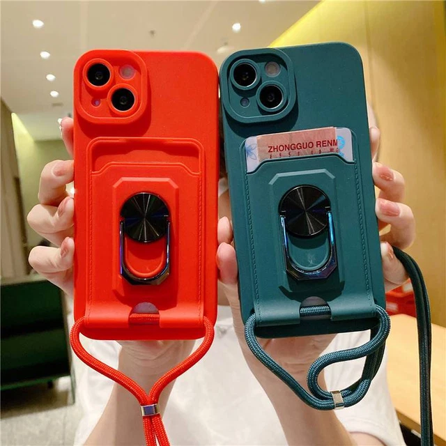 Case For iPhone 14 13 SE 7 Pro XR X Lanyard Shockproof Silicone Cover Max 11 12