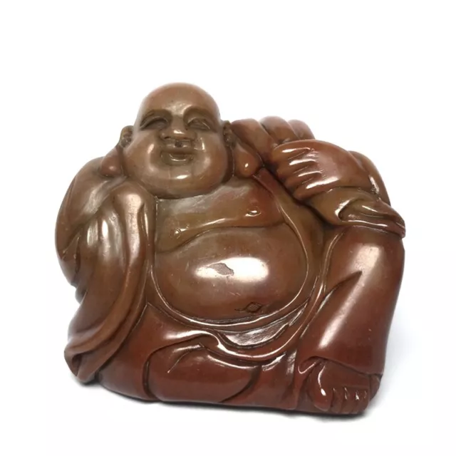 100% Natural China Shoushan Stone Hand Carved Buddha Statue Old Seal H 8.8 CM