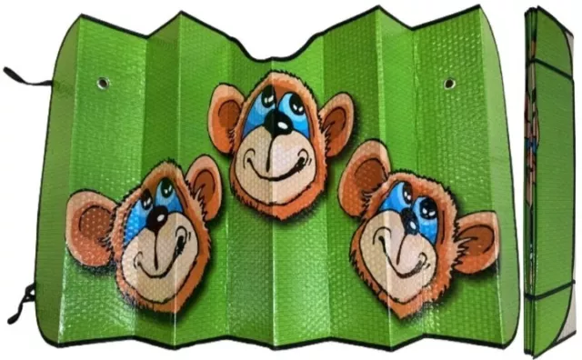 Metallic Car Front Windscreen Foldable Sun Shade UV Protector Monkeys Universal