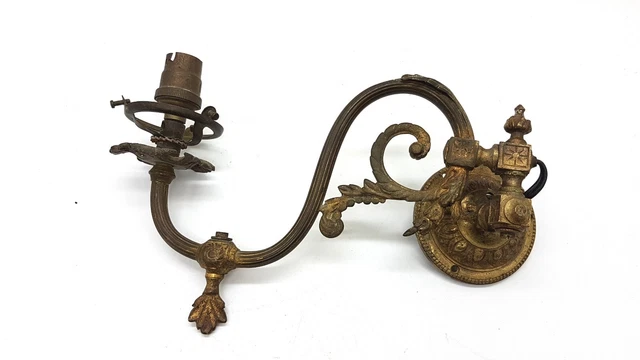 Ancienne applique murale Lampe Bec de gaz laiton Avec bras pliant Art nouveau 3