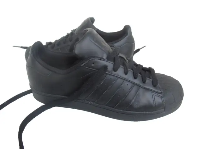 Adidas Gr 40 2/3 Uk 7 Us 7 1/2 Superstar Schwarz  Black Leder Kult Topp Zustand