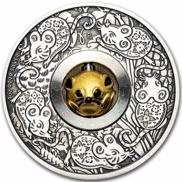 Tuvalu 2020 Rotating Charm Year Of The Mouse Rat Lunar 1 oz silver once