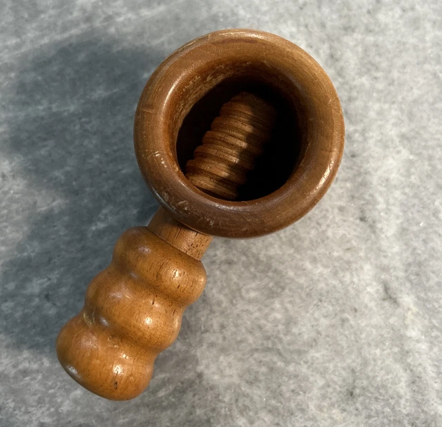 Vintage Wood Screw Type Nut Cracker Nutcracker Wooden