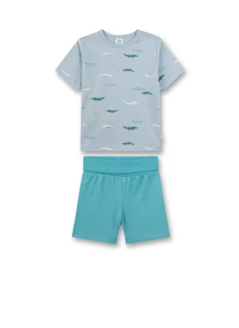 Jungen Shorty / kurzer Schlafanzug  CROCODIL, grau-blau v. Sanetta  Gr. 104  BIO
