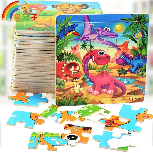 WOODEN JIGSAW PUZZLE Early Learning Preschool Educational DIY Toy ...