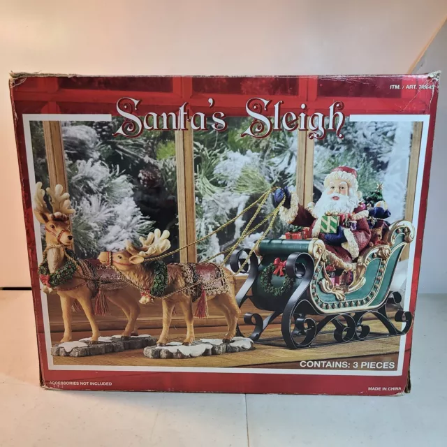 10.75” Santa with Sleigh & Reindeer Tabletop Centerpiece Figures Costco 700645