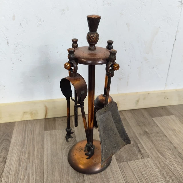 Set di quattro pezzi di cardo vintage rame Fireside Companion
