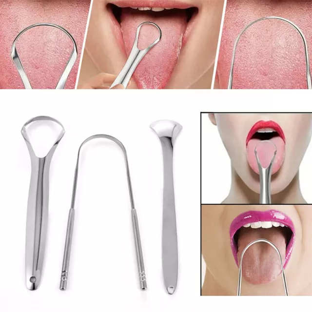 Limpiador De Lengua De Acero Inoxidable Raspador Cuidado Dental Higiene <